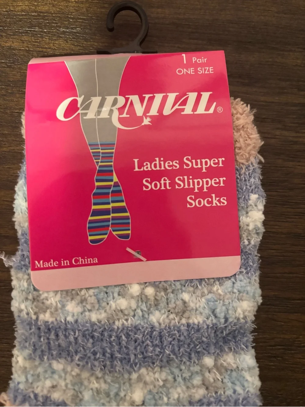 Carnival Ladies Super Soft Pink & Light Blue Slipper Socks